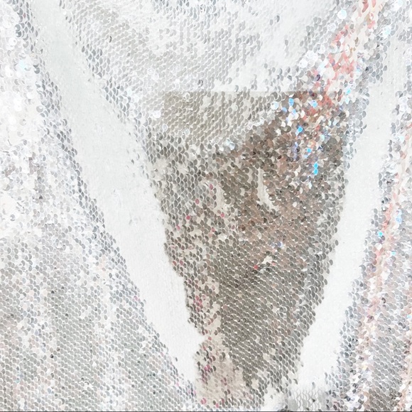 Topshop Sequin Halter Mermaid Iridescent Mini Tie Neck Dress size 0 - Picture 4 of 9